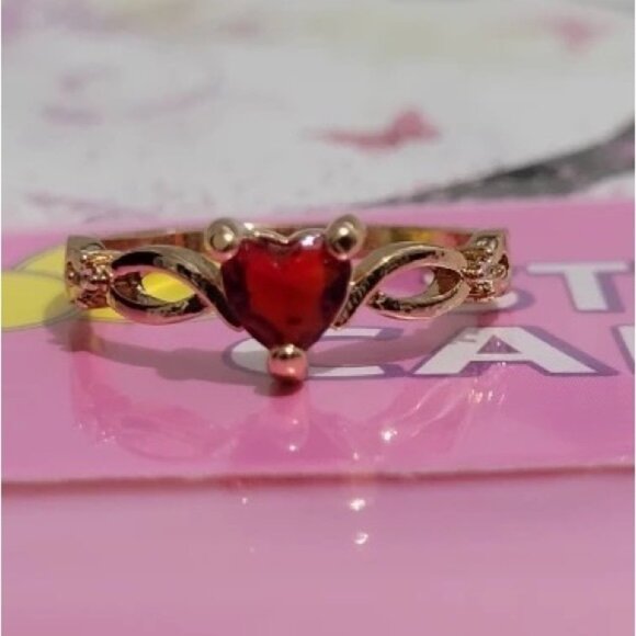 New Trendy Heart Shape Zircon Wedding Rings For Women Romantic Pink Enga… - Picture 2 of 4